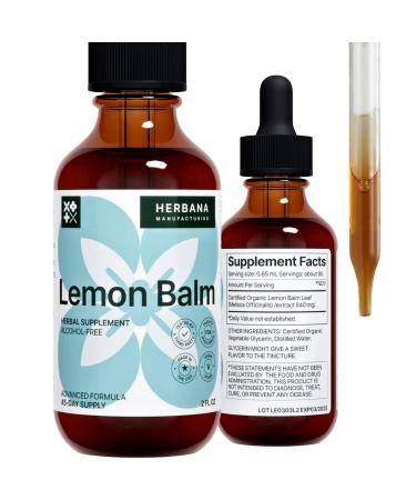 Lemon Balm Liquid Extract 2 fl oz - Melissa Officinalis Drops for Mood and Brain Support - Relaxing Herbal Supplement - High Potency Tincture - 45-Day Supply