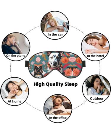 SSIMOO Cattle Dog Floral Print Double-Sided Eye Mask | Soft Light Blocking Sleep Mask for Enhanced Sleep Quality - International Shipping Available - Buy Online on GoSupps.com