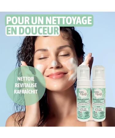BORN TO BIO Organic Face Cleansing Foam for Combination Skin - Pack of 2 x 150 ml: Comfort - Sweet Argan Almond - Gentle and - Buy Online on GoSupps.com