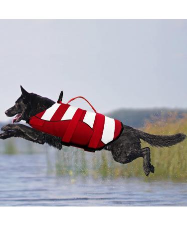 Dog Life Jacket - Pet Summer Swim Safety Vest for Small Medium Large Dogs - High Buoyancy & Handle - S Red - Buy Online on GoSupps.com