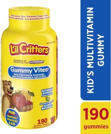 L'il Critters GummyVites Kids Complete Multivitamin Gummies 11 Essential Nutrients Naturally Sourced Colours & 5 Delicious Flavours 190 Count 3 Month Supply Packaging May Vary - Buy Online on GoSupps.com