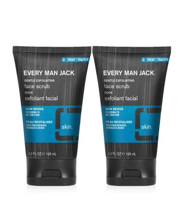 Every Man Jack Gentle Exfoliating Face Scrub For Men- Exfoliate Away Dead Skin Moisturize and Revive Tired Skin with Jojoba Beads Hyaluronic Acid and Caffeine - 125 mL Men s Face Scrub -Twin Pack
