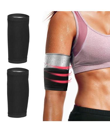 Angelkiss sauna arm shaper elastic arm compression 2 pieces arm shape trimmer slimming slimming arm sleeves sauna arm shaper for women men arms belt sport fitness sleeves (XXL/3XL black silver)