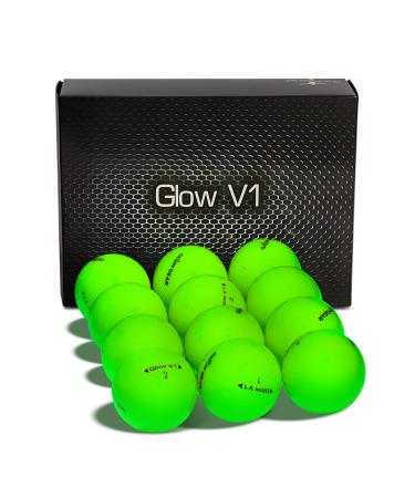 GlowGear Golf - GlowV1 Night Golf Balls, for Men and Women, Glow in The Dark with Full Compression Core,Ultra Bright Glow,12 or 6 Count Refill Pack Balls only Requires UV Light Source