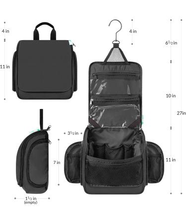 Premium Travel Hanging Toiletry Bag with Expandable Compartments - Jet Black - Buy Online on GoSupps.com