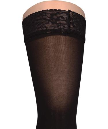 Truform Sheer Compression Stockings for Women - 30-40 mmHg Thigh High Length 30 Denier Black X-Large - Best for Daily Wear & Travel - Buy Online on GoSupps.com