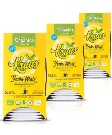 YERBOX Kraus Yerba Mate in traditional sachets: 0.15 kg (3 x 0.050) | Energising and toning drink rich in vitamins and antioxidants with caffeine! Accelerates metabolism. Sugar free.