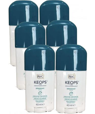 RoC - Keops Deodorant Stick - Fragrance Free - Alcohol Free - Reduces Excessive Sweating - Pack of 6 x 40 ml - Buy Online on GoSupps.com