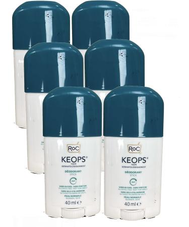 RoC - Keops Deodorant Stick - Fragrance Free - Alcohol Free - Reduces Excessive Sweating - Pack of 6 x 40 ml