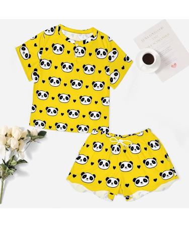 Cute Panda Bear Women's Pajama Set - Short Sleeve Lounge Shirt and Shorts Sleepwear 4X-Large - Buy Online on GoSupps.com