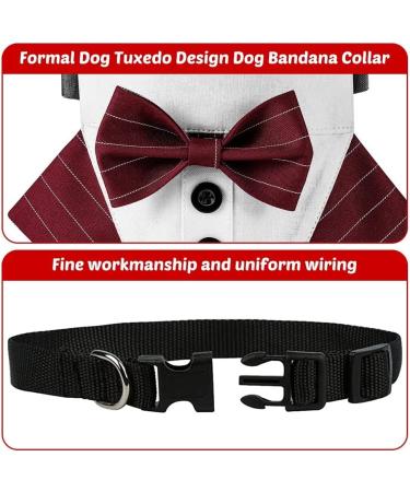 Mioyoow Adjustable Formal Dog Bandana Collar | Tuxedo Wedding Bib for Small & Medium Dogs - Stylish Pink Scarf with D-Ring - Buy Online on GoSupps.com