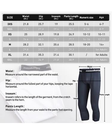 COOLOMG Youth Boys Compression 3/4 Basketball Baselayer Leggings - White XL - Buy Online on GoSupps.com