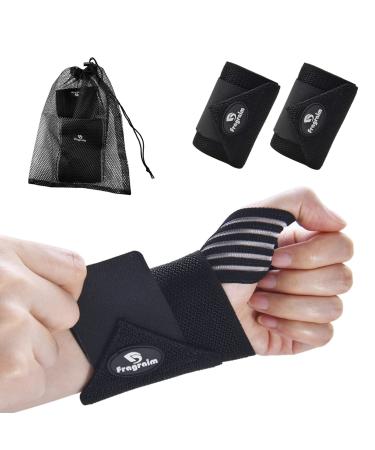 Wrist Wraps with Thumb Support 2 Pack Wrist Brace for Weightlifting Gymnastics Bodybuilding Cross Training Wrist Support for Men Women and Kids - Includes Free Mesh Carry Bag black