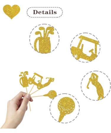 MonMon & Craft Golf Cupcake Toppers - Sport Theme Golf Birthday Cupcake Decor - Baby Shower Party Decor - Retirement Party Decorations Golf Club Cupcake Toppers - 24 Pcs Gold Glitter - Buy Online on GoSupps.com