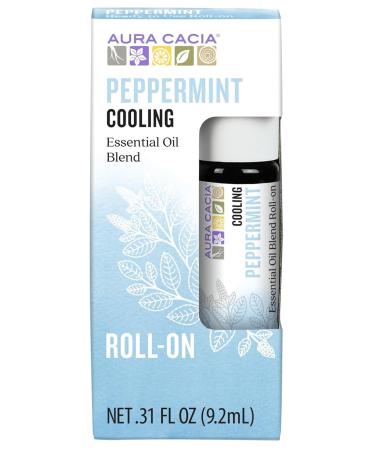 Aura Cacia Roll-On Essential Oil Blend, Peppermint, 0.31 Ounce 0.31 Fl Oz (Pack of 1) Peppermint
