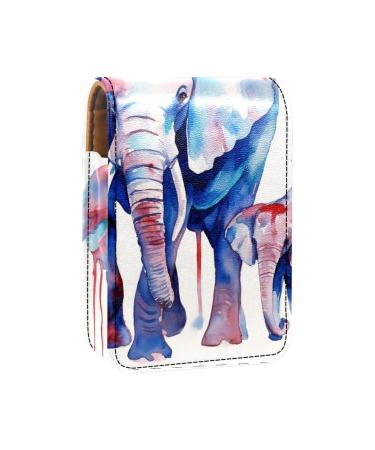 Travel Lipstick Organizer Case Lipstick Case Portable Makeup Bag With Mirror Elephant Mother and Nver N035o8iznx