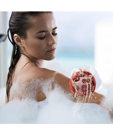 Soft Shower Sponge | Rose Multipurpose Bath Balls - Cute Bath Balls with Lanyard Portable Bath Supplies for Home Apartment Bathroom Dormitory Red - Buy Online on GoSupps.com