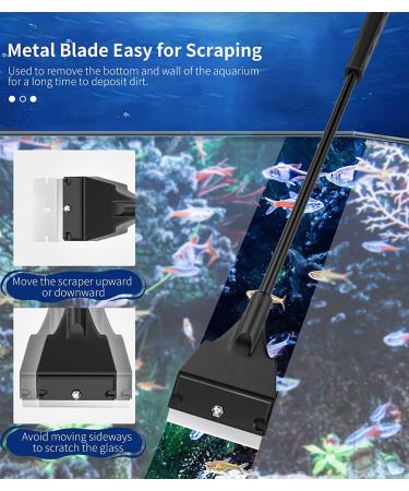 Faveetie Aquarium Algae Scraper with 5 Replaceable Blades and Extension Rod - Premium Cleaning Tool for Glass Aquariums - Ideal for Fish, Reef and Plant Maintenance - Buy Online on GoSupps.com
