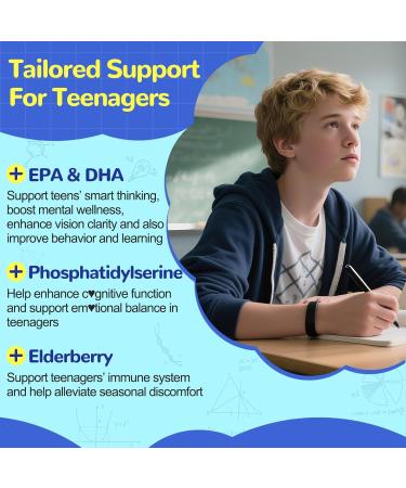 Omega-3 1000MG Gummies for Teen: Natural Omega 3 Fatty Acids Supplement with DHA EPA Vitamin D3 Organic Elderberry Extract - Fish Oil Alternative Support Immune Focus for Teens(120Count) Mango 60 Count (Pack of 2) - Buy Online on GoSupps.com