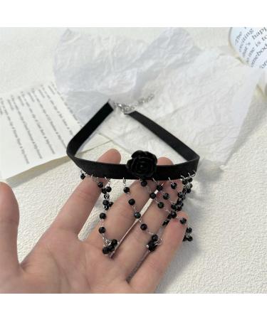 Shop OralGos Retro Acrylic Necklace - Elegant Fringe with Black Crystals | International Shipping Available - Buy Online on GoSupps.com