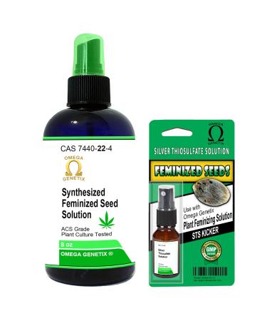 Omega Genetix Feminizied Seed Combination | 8 oz Synthesized Silver Plus 1 oz STS Spray