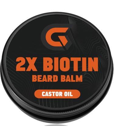 2X Biotin Beard Balm - Vegan Leave In Conditioner & Butter - Pure Natural Mustache Softener Wax with Castor Oil Facial Hair Thickener Moisturizer Strengthener & Growth Cream for Men 2 Oz.