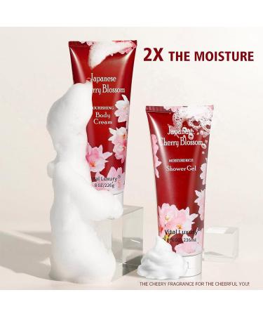 Organic Travel-Size Moisturizing Gift Set with Japanese Cherry Blossom for Men and Women - Includes Shower Gel, Body Cream, Hand Cream - 8 FL OZ (3 sets) - Buy Online on GoSupps.com