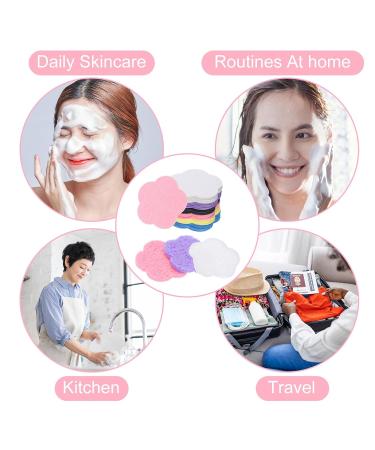 uxcell 30 Count Compressed Facial Sponges - Flower Face Cleansing Pads for Daily Skincare at Home Kitchen & Travel - Multi-Color (Black White Blue Purple Pink Yellow - Buy Online on GoSupps.com