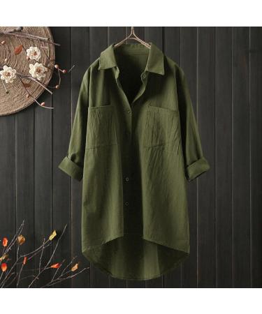 Womens Linen Shirts Casual Long Sleeve V-Neck Blouse Button Up Ladies Going Out Work Office Loose Fit Tunic Top Retro Summer Tee Tops 1061-qppoj-ag-f M - Buy Online on GoSupps.com