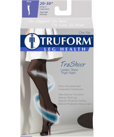 Buy Truform Sheer Compression Stockings 20-30 mmHg for Women - Thigh High Length 30 Denier X-Large Black | International Shipping Available - Buy Online on GoSupps.com