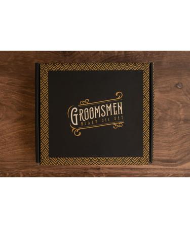 Bearded Mack Groomsmen Beard Oil Gift Set - Three 1 oz Premium Beard Oils with Custom Carbon Fiber Comb - Perfect for Groom and Groomsmen