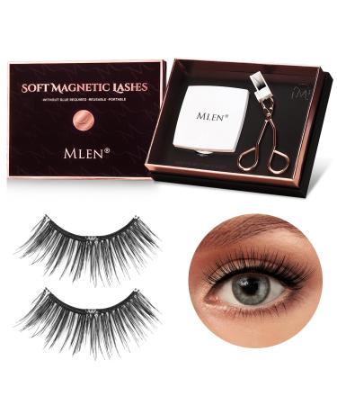 Mlen Magnetic Eyelashes Magnetic False Eyelashes Dual Soft Magnet Eyelashes With Applicator Magnetic Eyelashes Without Eyeliner (05 Retro goddess)