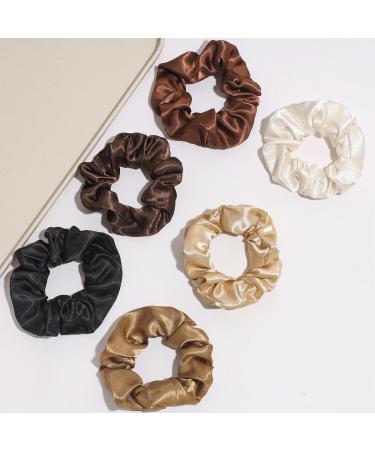 Satin Solid Color Scrunchies Elastic Hair Bands Women Girls Hair Accessories Ponytail Holder Silk Hair Tie Scrunchies(Light brown) - Buy Online on GoSupps.com