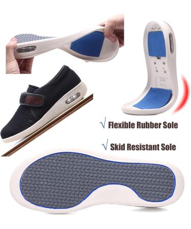 Men's Edema Shoes for Swollen Feet - Wide Width Diabetic Shoes with Adjustable Closure for Elderly - Non-Slip Air Cushion Sneakers in Blue (Size W10/M9) - Buy Online on GoSupps.com
