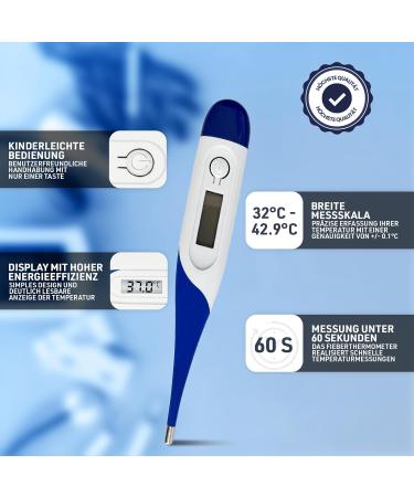 IEA Medical Digital Fever Thermometer - Flexible Accurate & Fast for Babies | Best Fever Thermometer for All Ages - Buy Online on GoSupps.com
