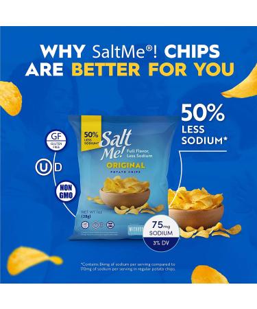 SaltMe! Original Better For You Potato Chips - 24ct 1oz Bags - 50% Less Sodium - Kosher & Gluten Free - Non-GMO - Healthy Snack Pack - USD$21.97 - Buy Online on GoSupps.com