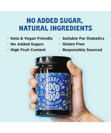 GOOD GOOD Sweet Blueberry Jam - Keto Friendly - Low Calorie Without Added Sugars - Vegan - Gluten Free - Preserves - 330g x4 - Buy Online on GoSupps.com