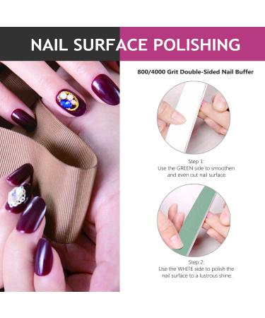 Roleelex Nail Files and Buffers Set 12 Pieces Acrylic Professional 100/180 Grit Emery Board 800/4000 Grit Buffer Block for Home and Salon - Buy Online on GoSupps.com