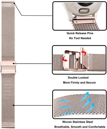Trumir Replacement Metal Bracelet for Garmin Vivoactive 5 Vivomove Trend & Sport Venu SQ 2 - Ivory Stainless Steel Woven Band - Buy Online on GoSupps.com