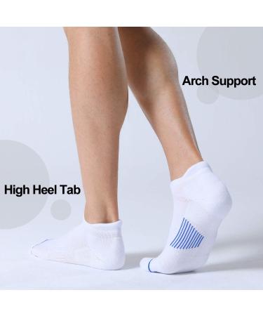FITRELL Men's 6 Pack Ankle Running Socks - White Blue, Sizes 7-9 - Cushioned Athletic Sports Socks - Buy Online on GoSupps.com