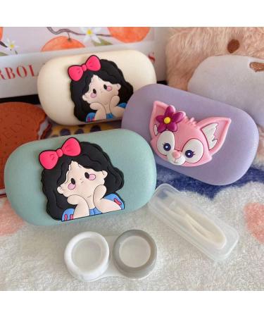 FLYRANGOOV Cute Cartoon Princess Contact Lens Etui | Portable 4-Part Storage Box for Travel | Stylish Contact Lens Case (Taro Lila-SchneebegleiterBox) - Buy Online on GoSupps.com