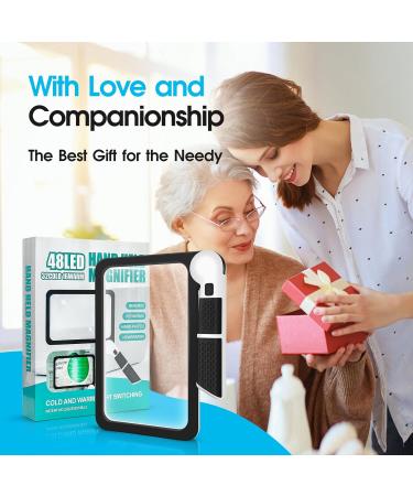 Smlirop 48 LED 5X Magnifier Cool and Warm 3-Mode Switching - Ideal for Low Vision Observation Aids and Elderly Readers - Reduces Eyestrain for a Comfortable Reading Experience (Lens 7.5 * 4.4 in) - Buy Online on GoSupps.com