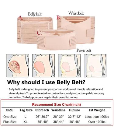 Postpartum Belly Wrap 3 in 1 - Support Recovery Girdle for Belly Waist & Pelvis | Maternity Belly Belt | Large Beige - Buy Online on GoSupps.com