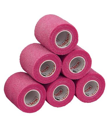 Alpidex 6 rolls adhesive bandage 5 cm x 4.5 m self -adhesive association PET bandages fixing band sport vet wrap tape self -adhering color: pink - Buy Online on GoSupps.com