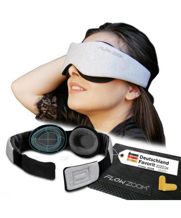 FLOWZOOM sleep mask for side sleepers | Sleep mask men & women sleeping mask with soft wide elastic band gray