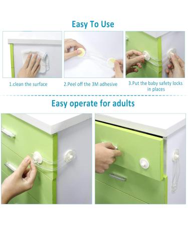12 Pieces Baby Safety Locks - Childproof Cupboard Strap Set with 2 Sizes - Transparent Latches for Cabinet Drawer Safety - Buy Online on GoSupps.com