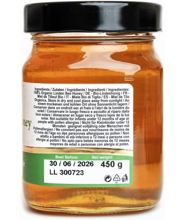 450 g Organic Raw Linden Blossom Bee Honey - Buy Online on GoSupps.com