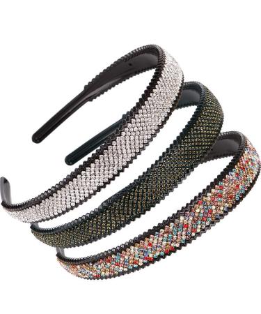 LONEEDY 2 cm wide headband with teeth for women with crystal rhinestones non-slip robust