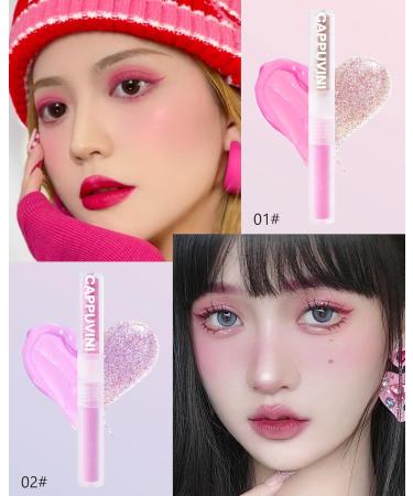 Liquid Glitter Matte Eyeshadow Set-2Pcs Pink Purple 2 in 1 High Pigmented Velvet Creme Eyeshadow & Glitter Eyeliner Long Lasting Quick-Drying Korean Shimmer Matte Eye Shadow Makeup for Women-01+02 #01+#02 - Buy Online on GoSupps.com