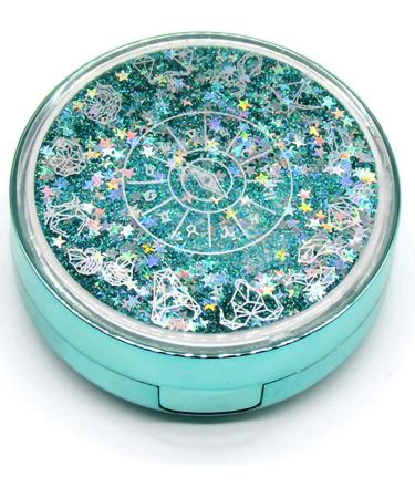 Contact Lens Case, Bling Stars Colored Portable Cute Eye Contact Lense Remover Tool with Mirror for Teen Girls Women Travel Carry Green